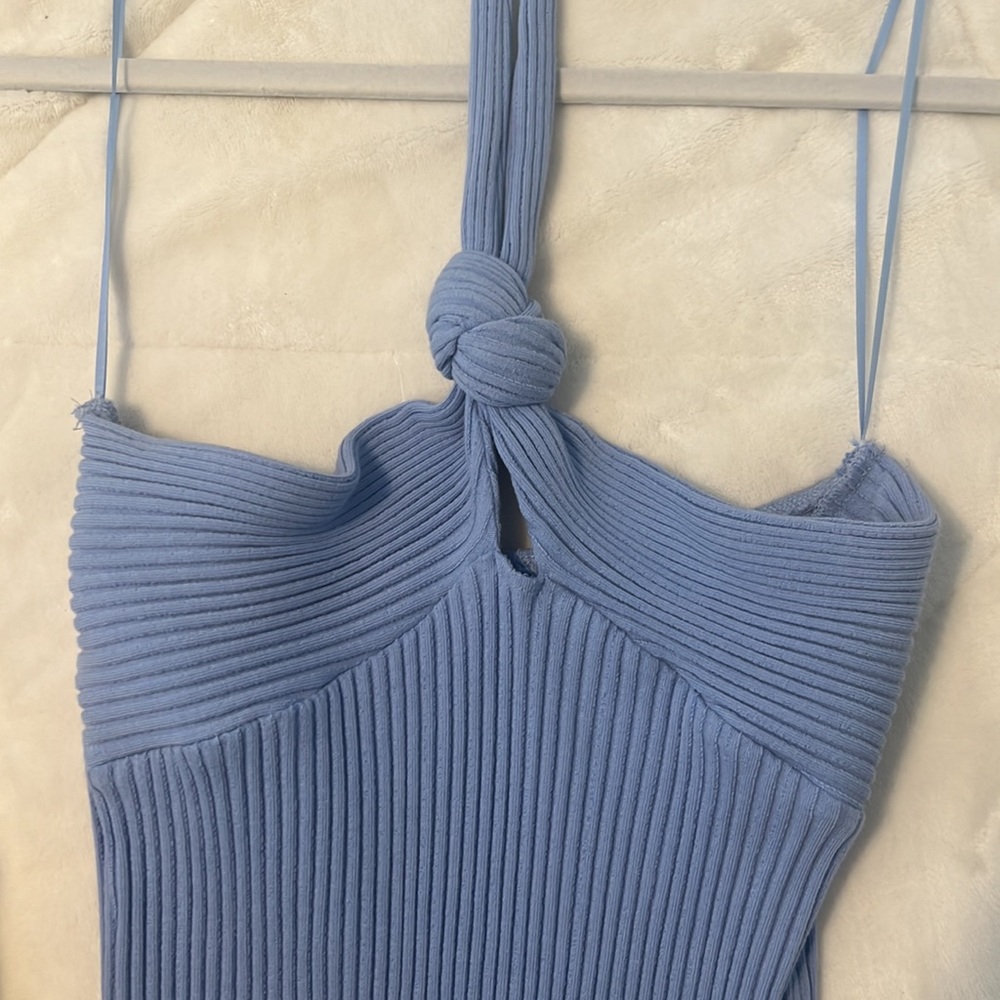 Zara Blue Knotted Ribbed Dress - Picture 4 of 4